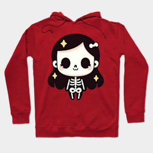 Cute Skeleton Girl in Kawaii Chibi Style | Happy Halloween Skeleton Costume Hoodie